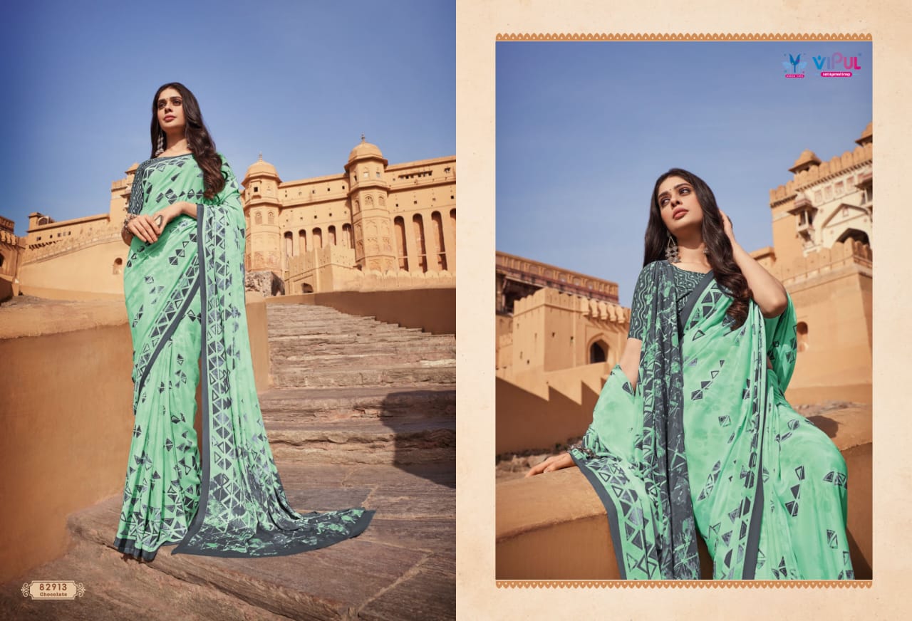 Crapy Colla Vol 22 By Vipul Daily Wear Crepe Sarees Wholesale Market In Surat